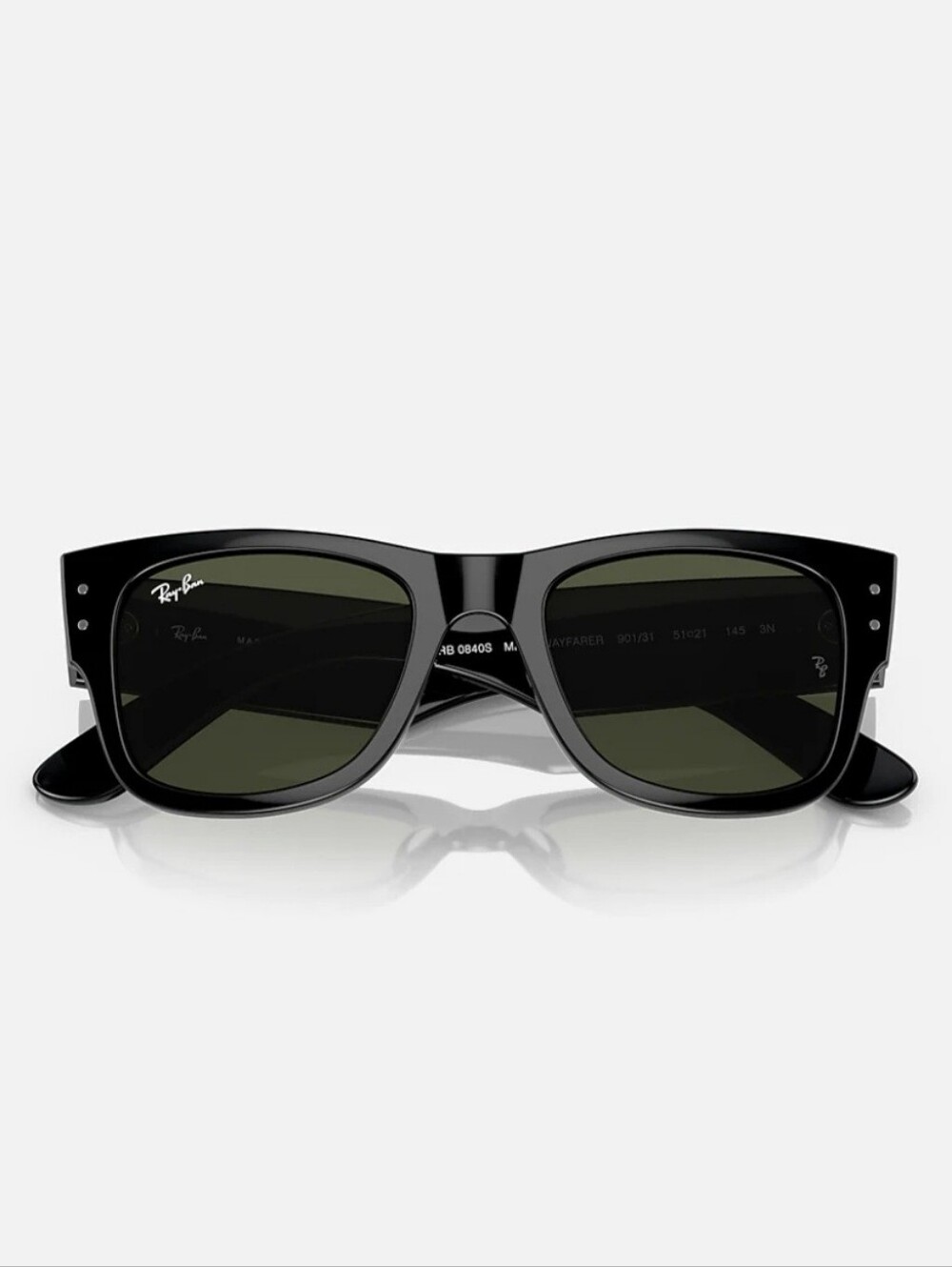 Ray-Ban Mega Wayfarer Black Frame Sunglasses with Green Lenses
